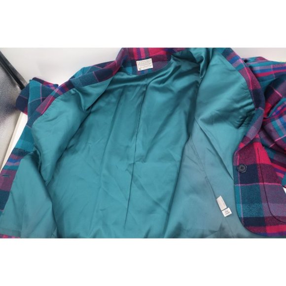 Vintage pendleton women's 10 tweed virgin wool skirt set jacket plaid pleated - Picture 10 of 13